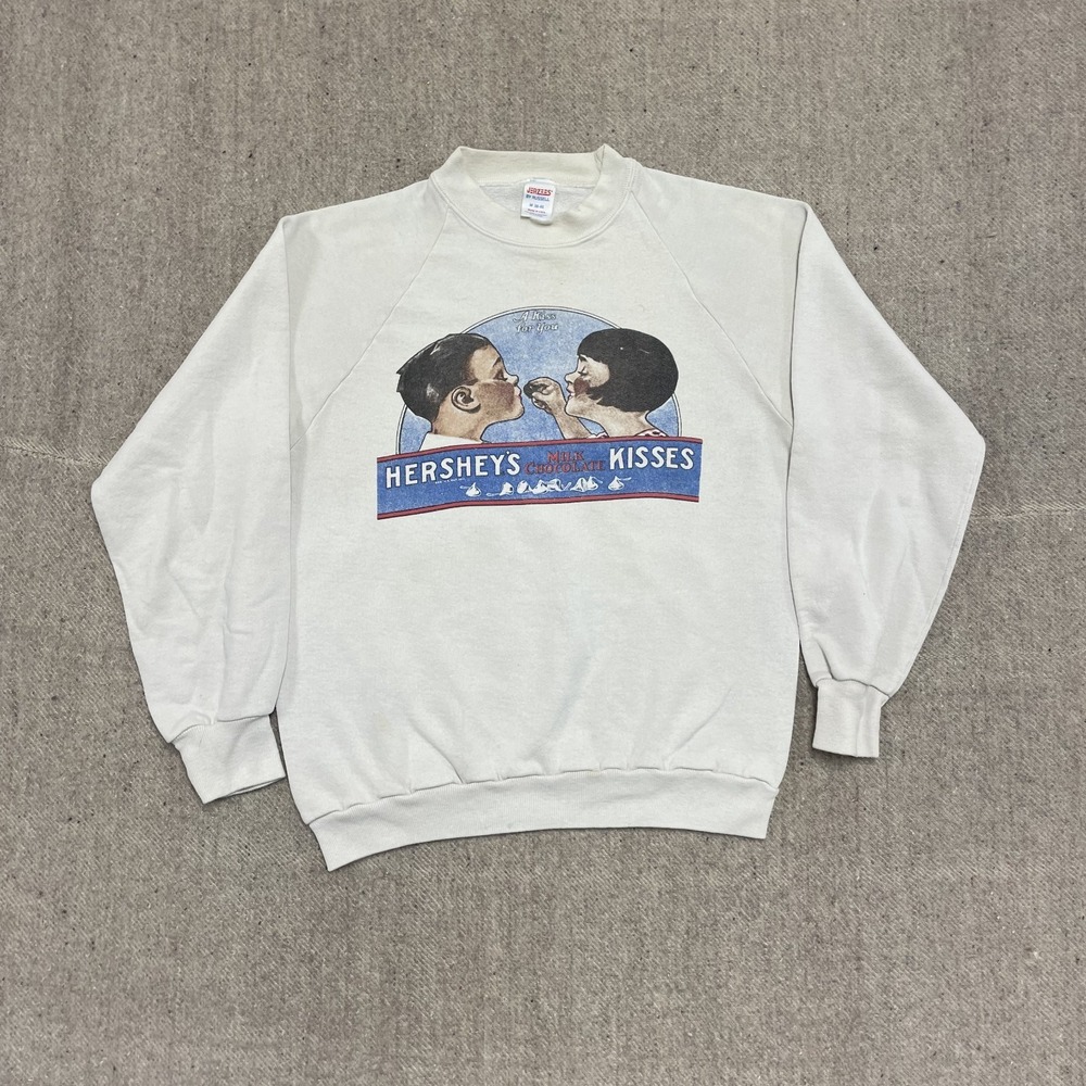 vintage Hershey kisses sweatshirt mens Medium white 1980s chocolate russel